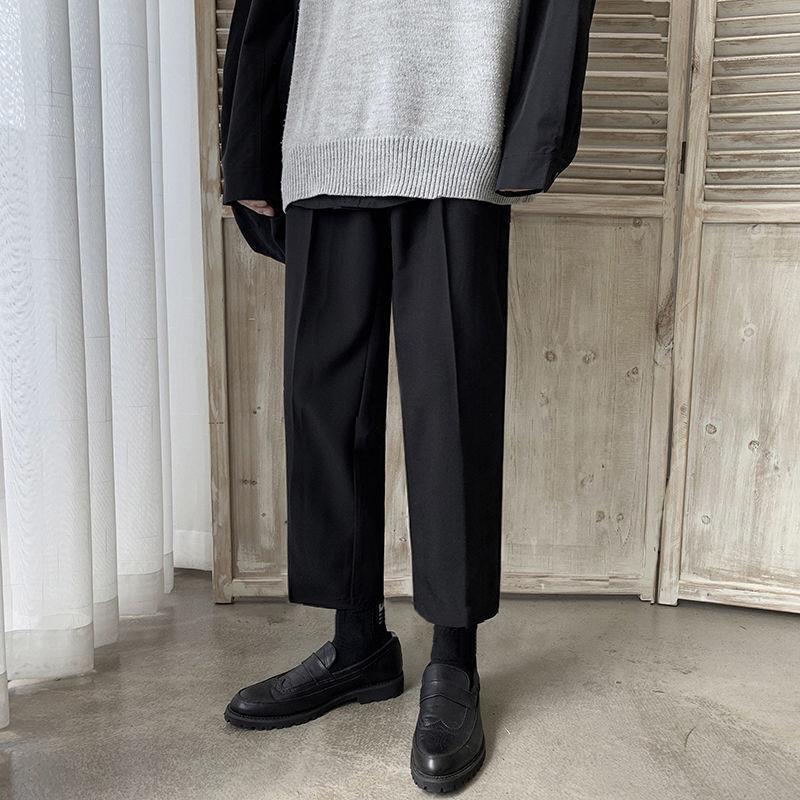 Straight-leg  Wide-leg Cropped Suit Pants