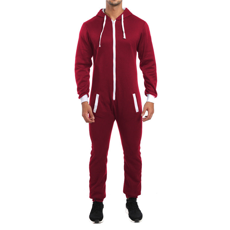 Foreign Trade New Men's Clothing One-piece Youth Fashion Slim One-piece Sports Sweater Suit