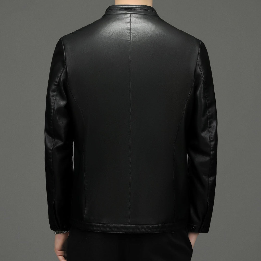 Men's Business Fleece Padded Casual Leather Jacket