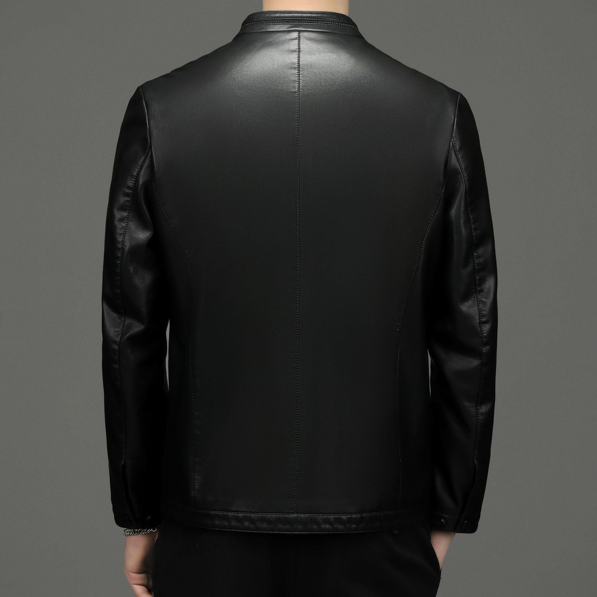 Men's Business Fleece Padded Casual Leather Jacket