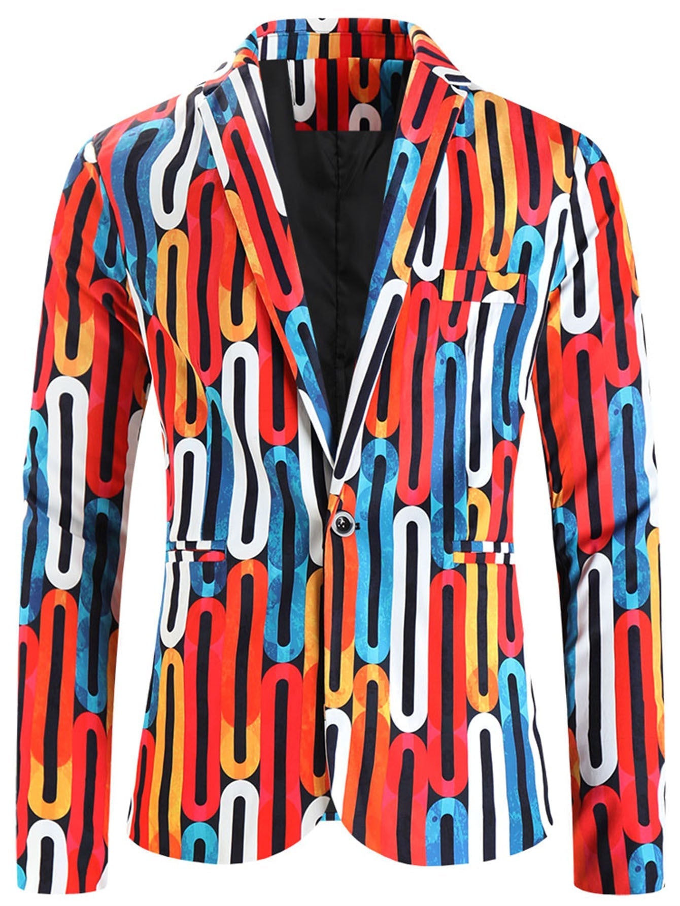 One Button Printing Leisure Suit Plus Size Men's Top