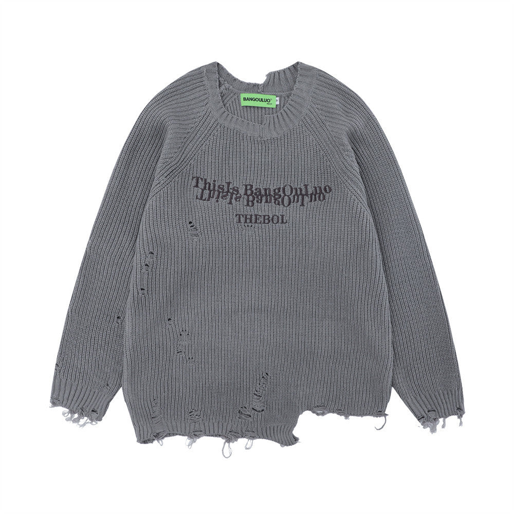 Lazy Ripped Sweater Men's Loose
