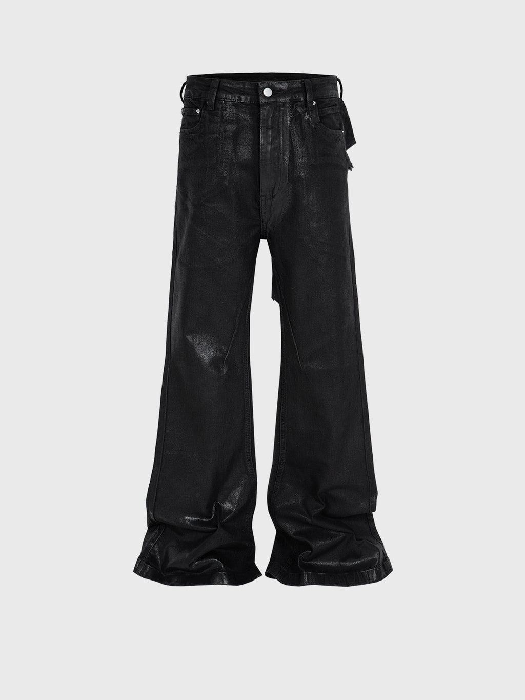 Men's Vinyl Coated Bootcut Trousers Stitching Damaged Jeans
