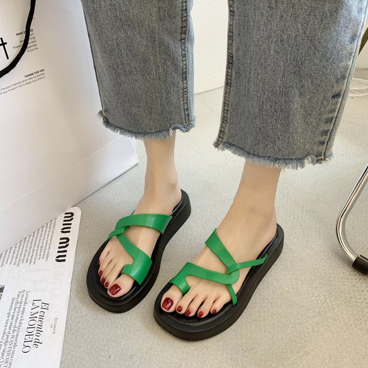 Summer New Style Flip Flops Women's Casual Thick Bottom
