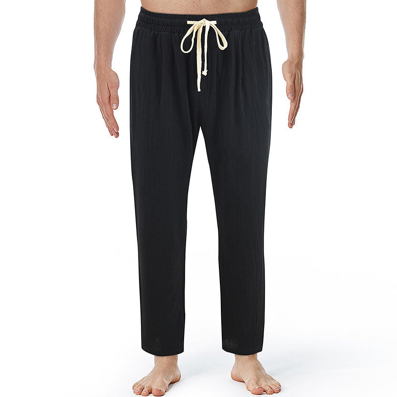 Loose-fit, Plus-size, Straight-leg Linen Pants, Korean-style Trendy Sporty-casual
