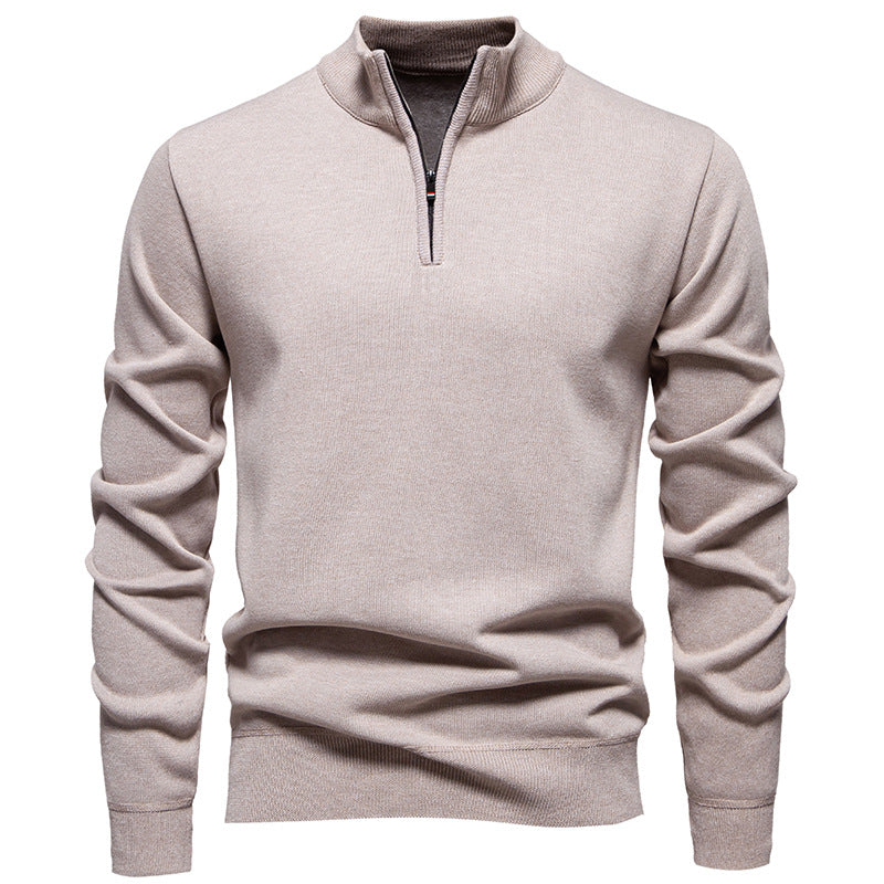 Casual Men's Solid Color Half-zip Sweater
