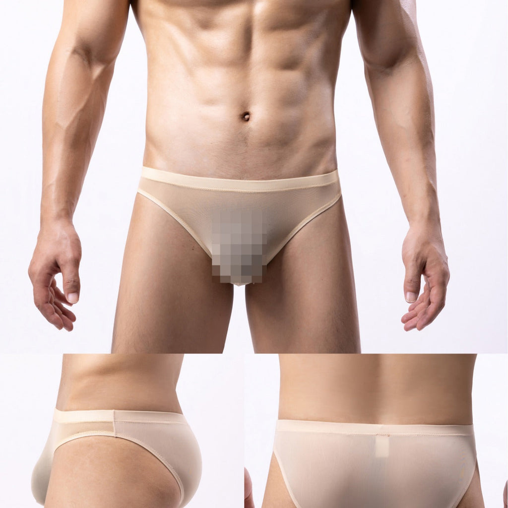 Low Waist Transparent Briefs Ice Silk Men's Underwear
