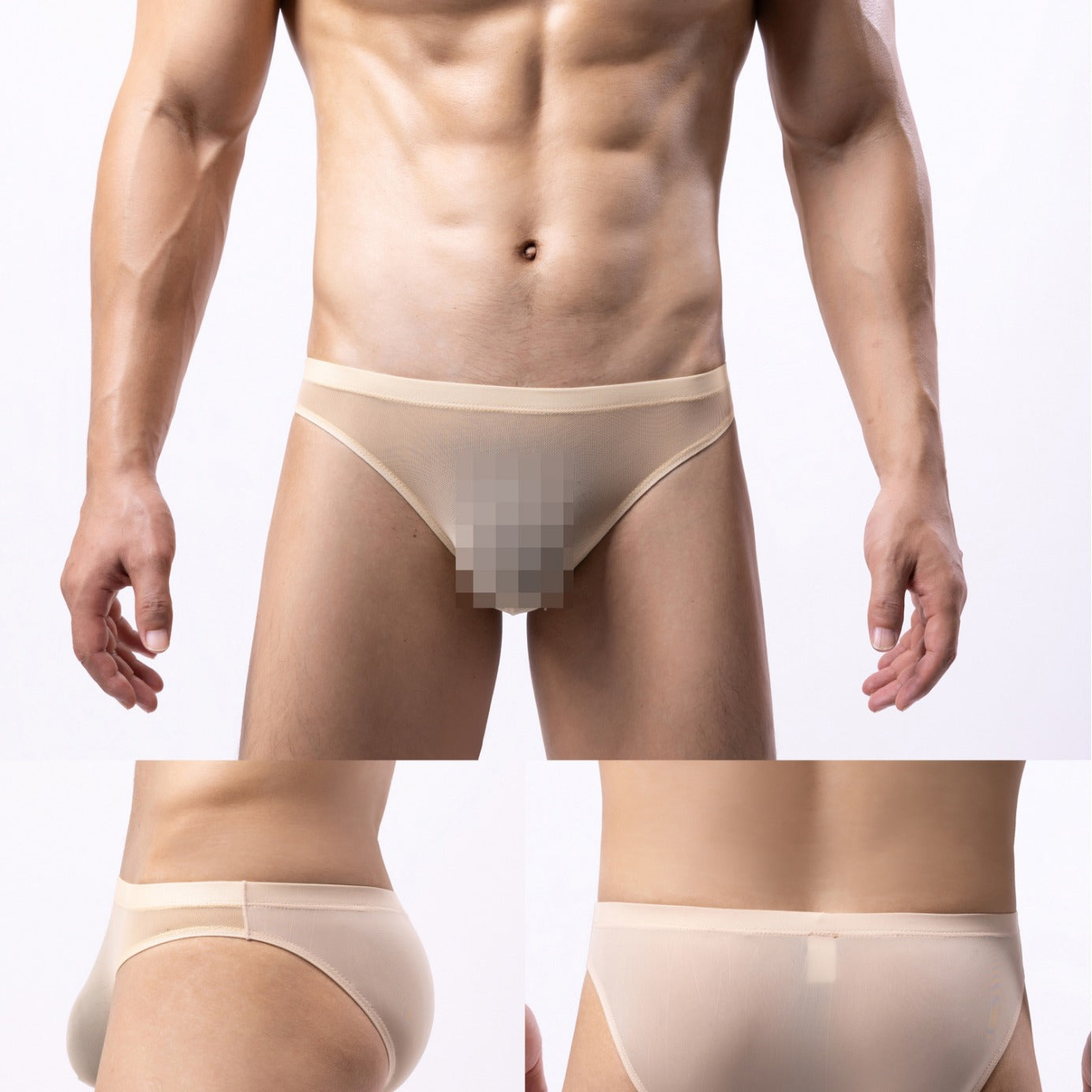 Low Waist Transparent Briefs Ice Silk Men's Underwear