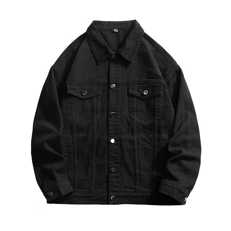 Simplicity Solid Color Loose Denim Jacket