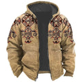3D Printed Retro Style Hooded Zipper Sweatshirt