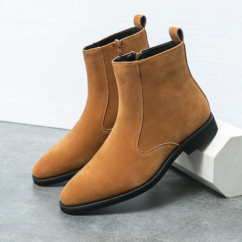 Suede Chelsea Men's British Casual High Top Ankle Boots