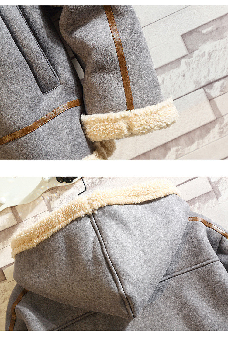 Lamb Wool Hooded Casual Men's Cotton Jacket