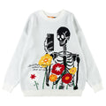 Funny Skull Crew Neck Sweater Embroidery
