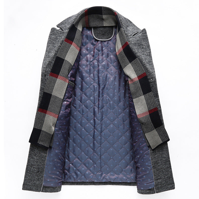 Men Casual Woolen trench Coat With Scarf