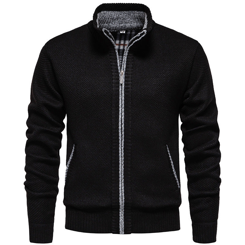 Men's Stand-up Collar Knitted Sweater Coat