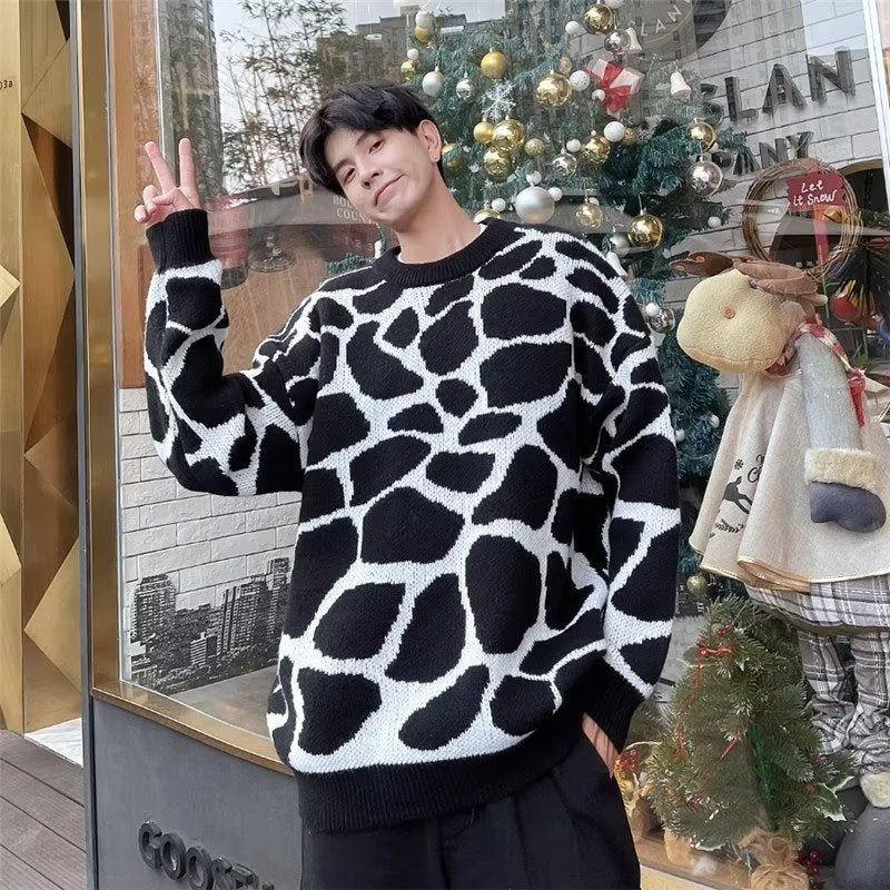 Autumn And Winter New Couple Zebra Thermal Bottoming Shirt Loose All-match Casual Woolen Yarn Sweater