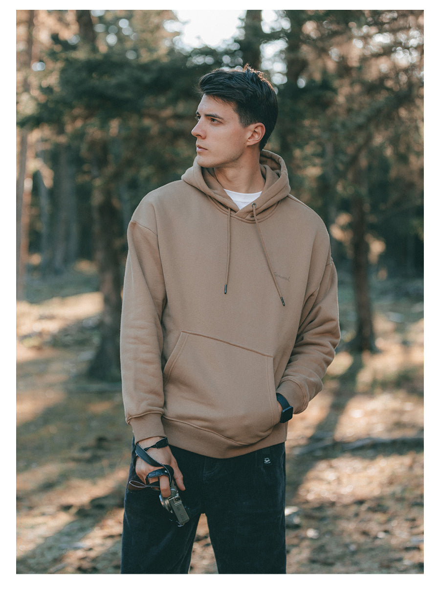 Ht  Simple Wood Men's Loose Fit Lining Fleece Printing