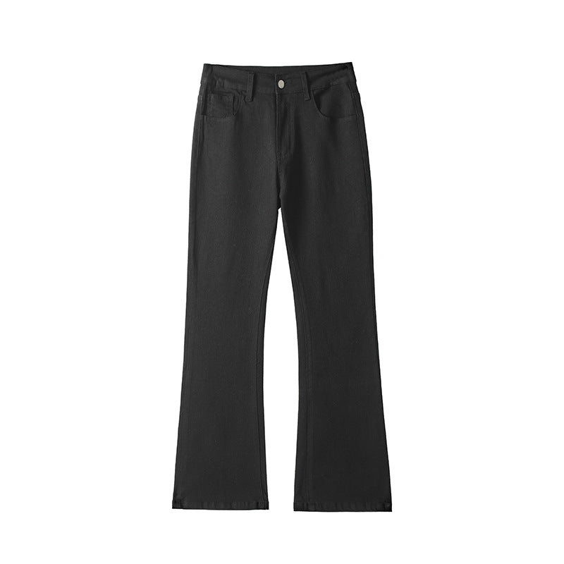 Spring And Autumn Elastic Black Bootcut Denim Jeans