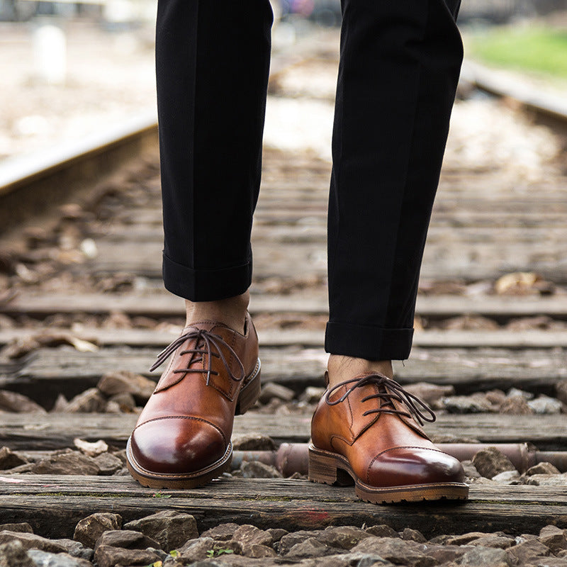 Casual Men's Business Three-joint Leather Shoes British Retro Handmade
