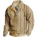 Retro Digital Printing Button Henry Collar Long Sleeve