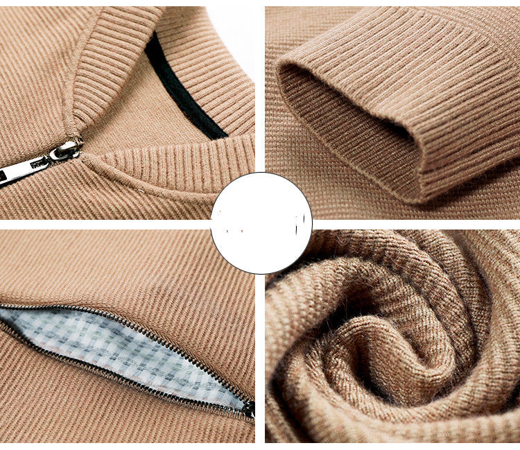 Business Men's Solid Color Knitted Jacket Men's Fashion All-match