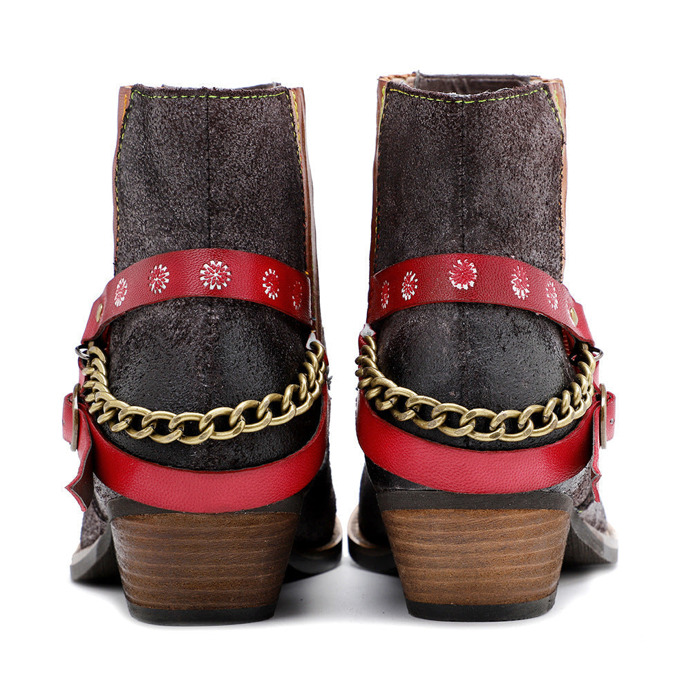 American Fashion Handmade Frosted Cowboy Boots And Ankle Women's Boots