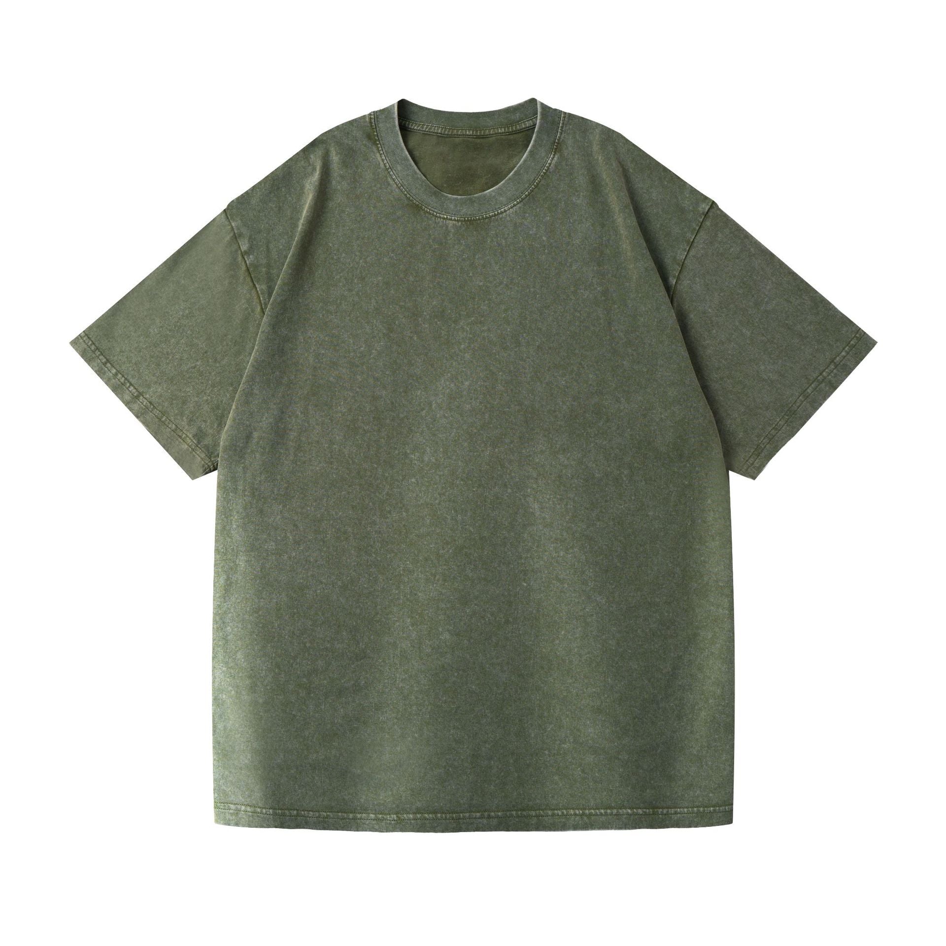 230g American Style Loose Distressed Retro Washed Men's Solid Color Short Sleeve