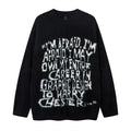 Letter Jacquard Loose Round Neck Sweater
