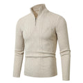 Rhombus Men's Casual Stand Collar Long Sleeve Half Zipper Sweater