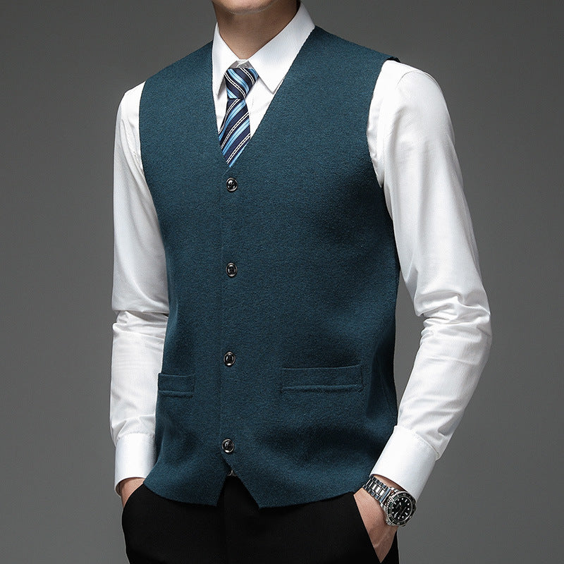 Youth Solid Color Gold Velvet Knitted Vest
