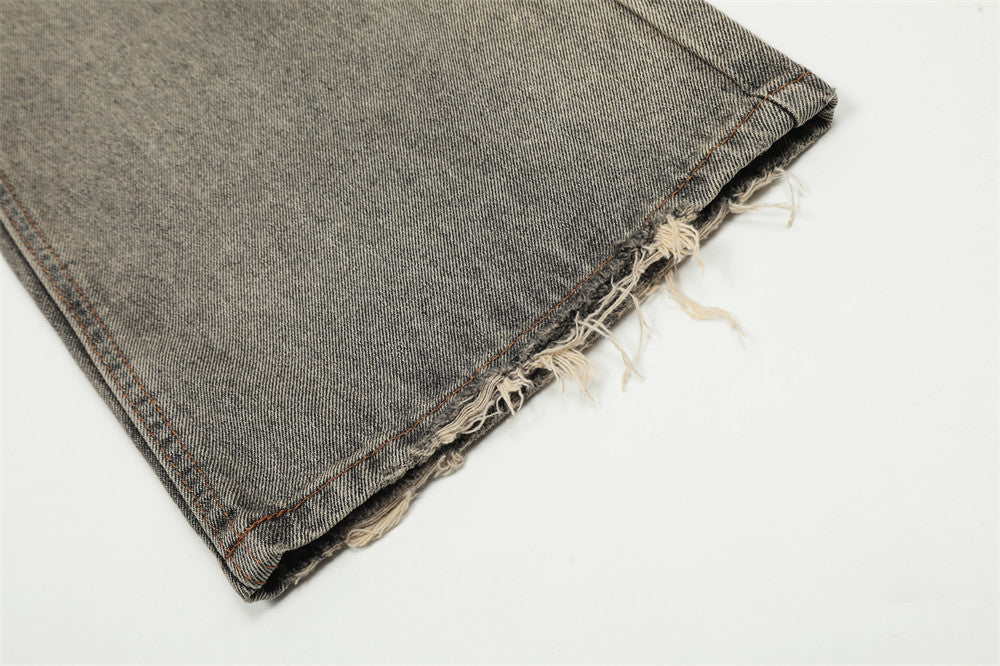 Worn Looking Washed-out Denim Bootcut Trousers Men's Hippie Trend