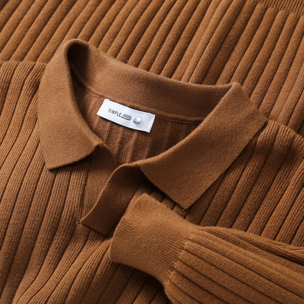 Men's Vertical V-neck Young Lapel Casual Sweater