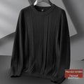 Crew-neck Knitted Loose-fit Twisted-pattern Men's Sweater