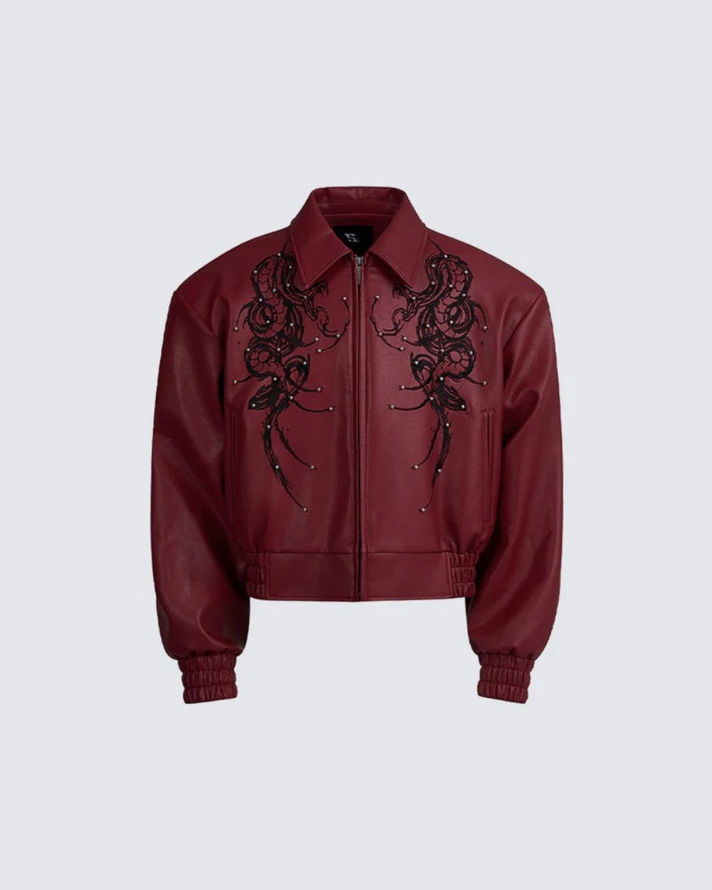 High Street Metallic Tack Decorative Pu Leather Coat
