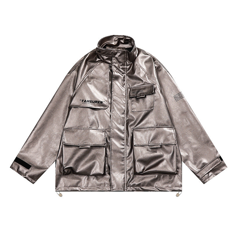 Unisex Print Multi Pocket Long Sleeved Jacket