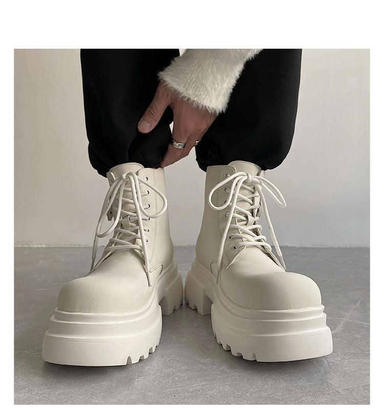 Autumn And Winter Leather Martin Boots High-top Leather Shoes Men's Shoes Fleece-lined