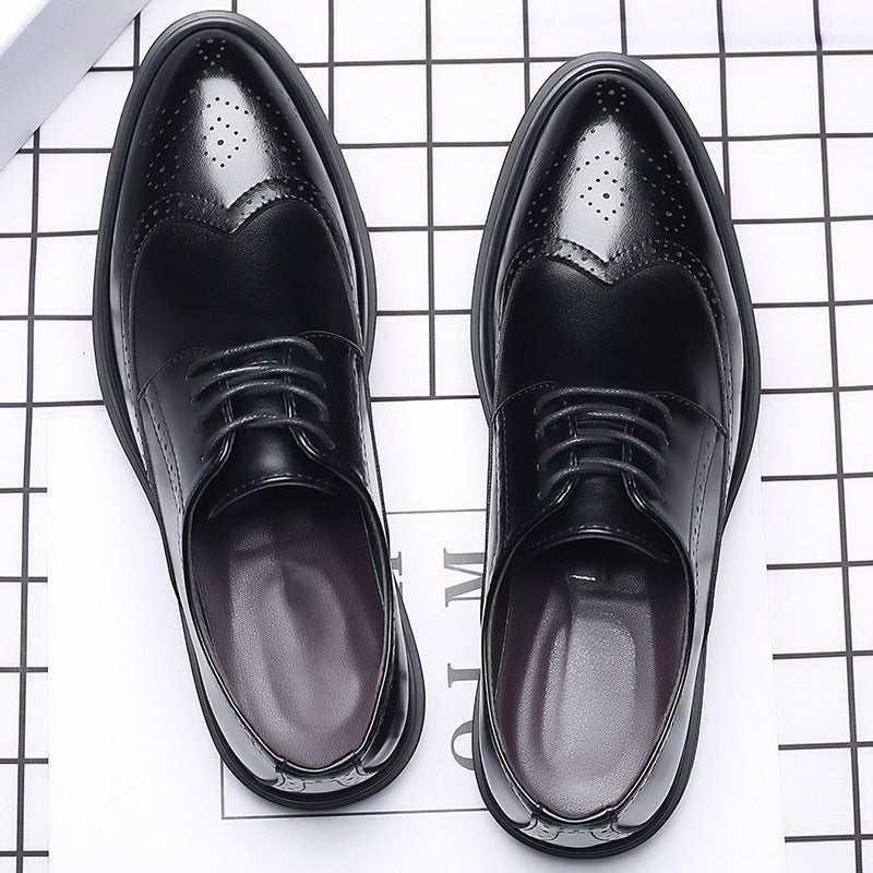 New Men's Brogue Leather Business Casual British Formal Leather Shoes