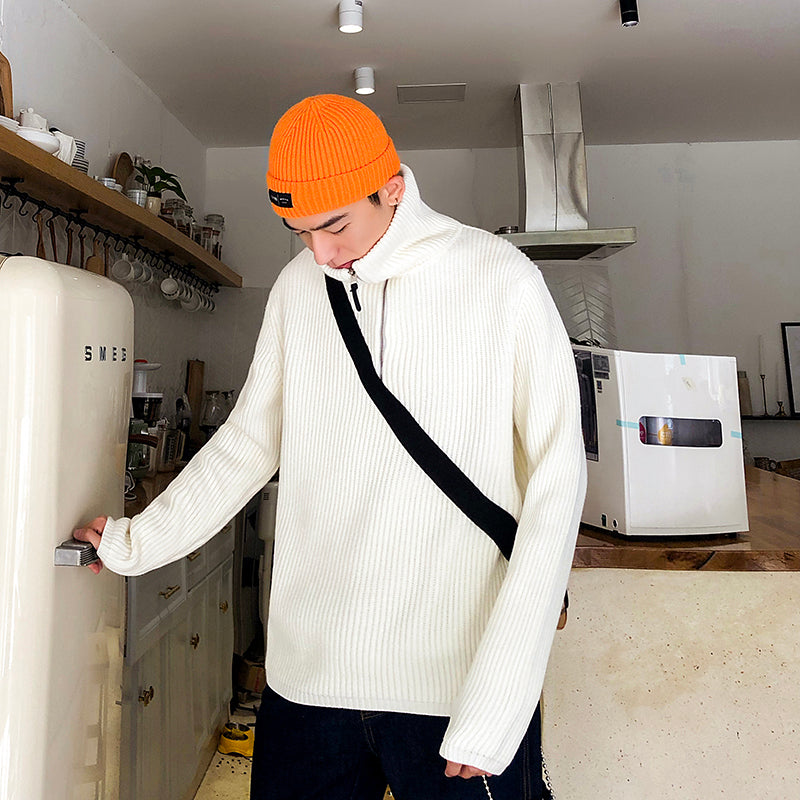 Turtleneck Korean Style Trendy Personality Zipper Sweater