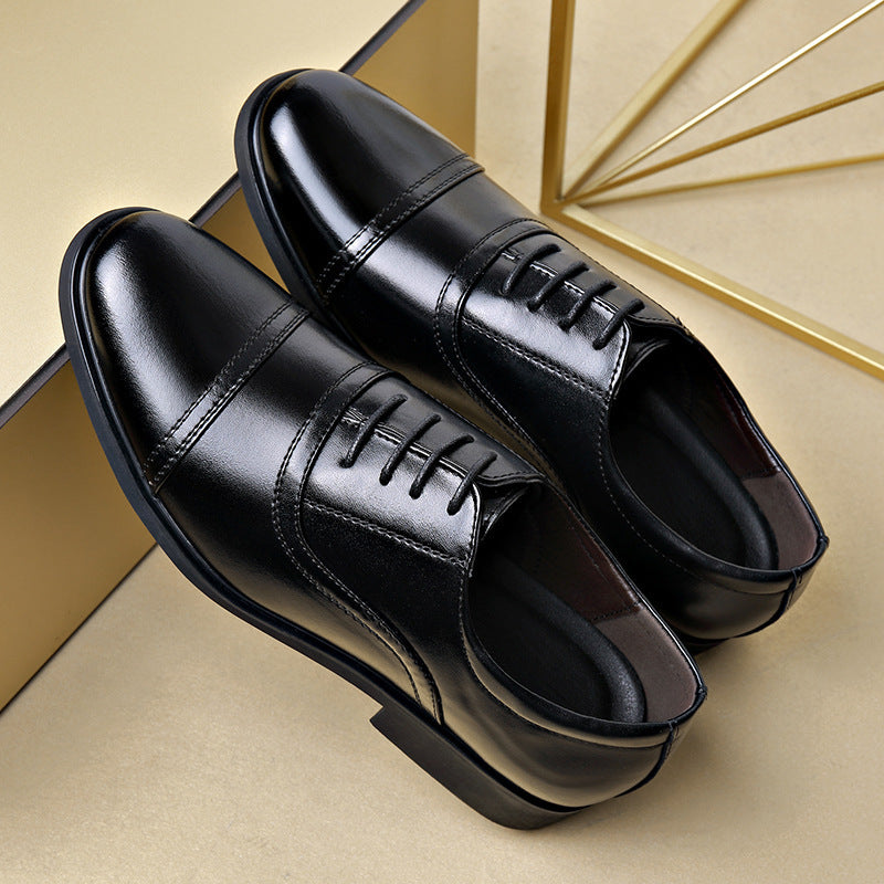 Men's Business Casual Pointed-toe Lace British Formal Wear Leather Shoes Soft Bottom