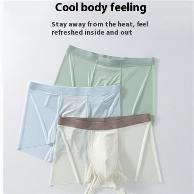 Summer New Men's Ice Silk Underwear Pure Color Seamless Quick-drying