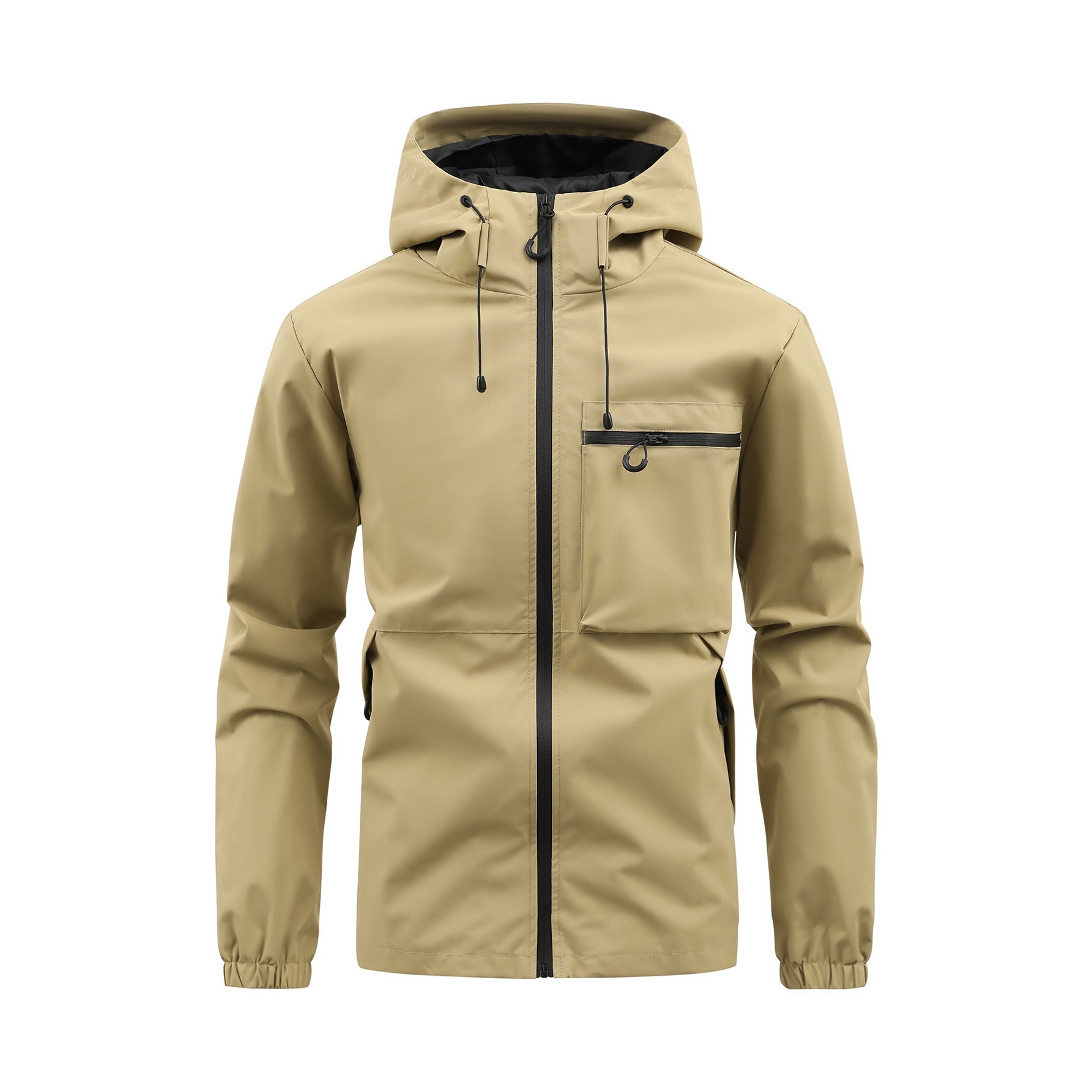 Men's Fashion Casual Hooded Solid Color Multi-pocket Work Pants Outdoor Coat