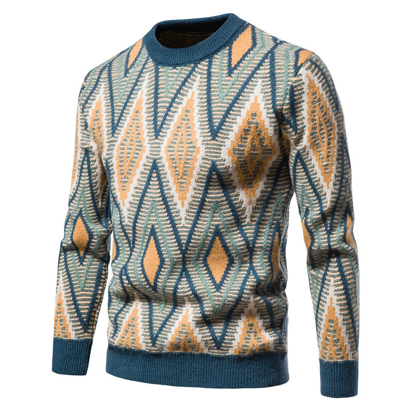 Lingge Slim Jacquard Sweater Fashion Knit Top