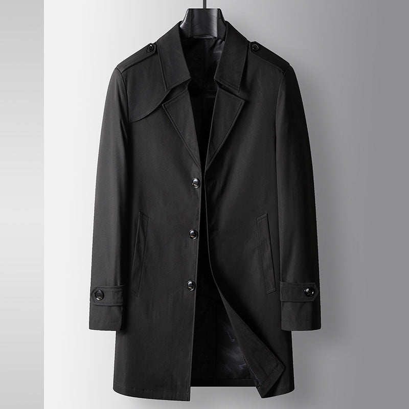 Mid-length Lapel Single Breasted Medium Youth Young Luxury Business Casual Trench Coat