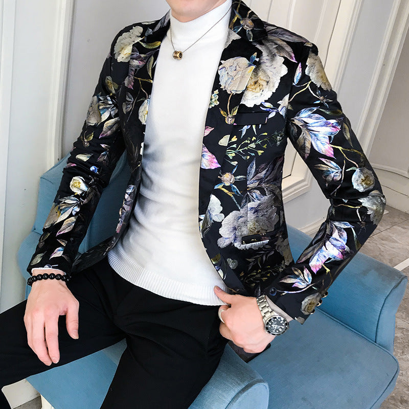 Trendy Youth Suit Men's Slim Fit Handsome Suit