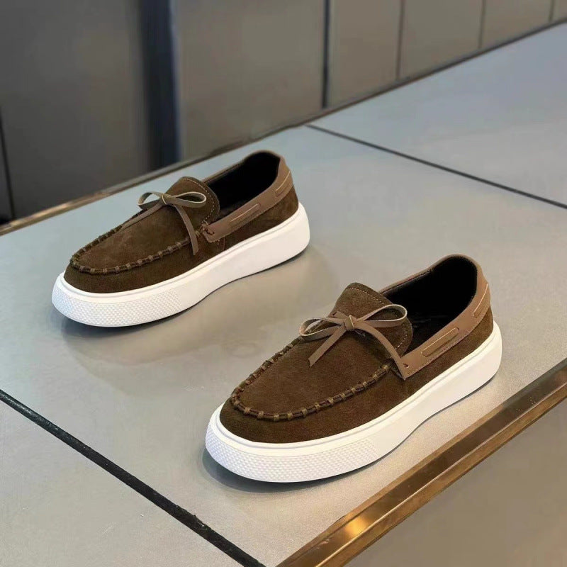White Autumn Suede All-match Loafers