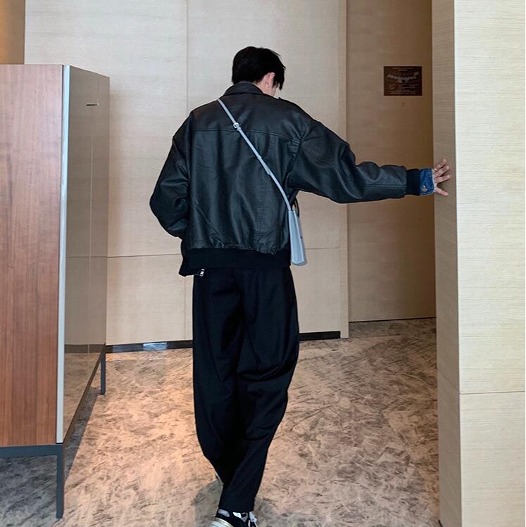 Men's Loose Retro Lapel Leather Jacket