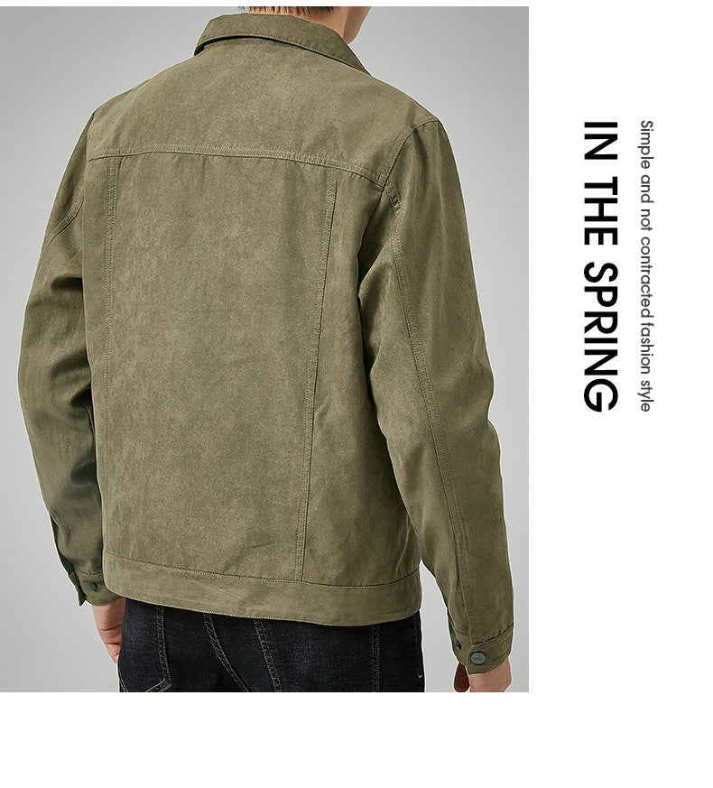 Men's Casual Suede Brushed Fabric British Style Jacket