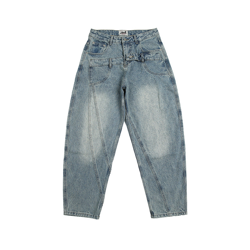 Double Waist Design Loose Leisure Workwear Trousers