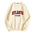 Women's Printed Round Neck Long Sleeve Baseball Uniform Loose Plus Size Fleece Lined Warm Top