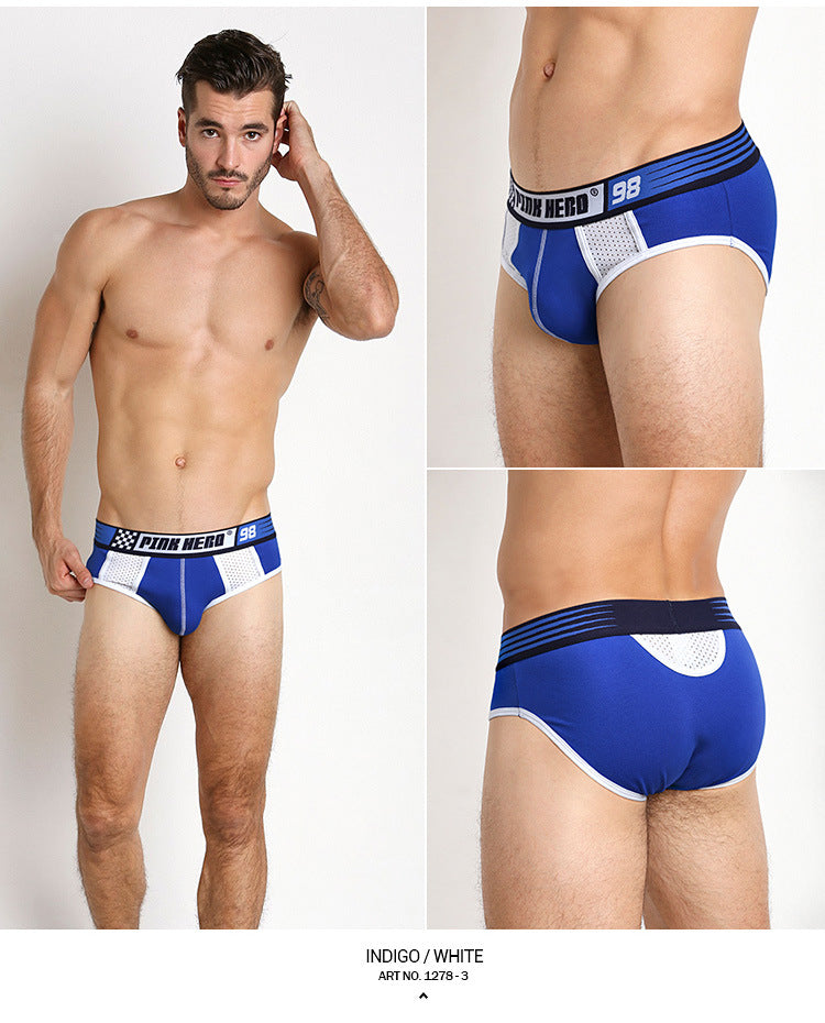 Men's Underwear Wholesale Sports Color Matching Mesh Breathable Comfortable Men's Briefs 1278